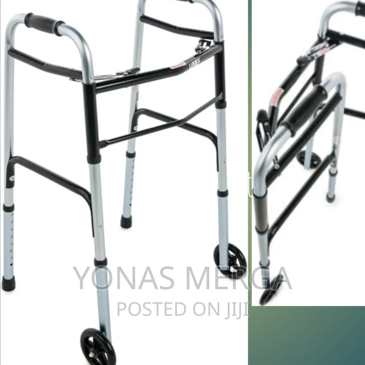 Roscoe Medical Walker Foldable Adult2 Button Walker W/5 Inch