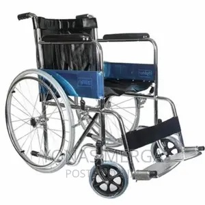 Fold Transporter Wheelchair With Steel Frame Double Crossbar