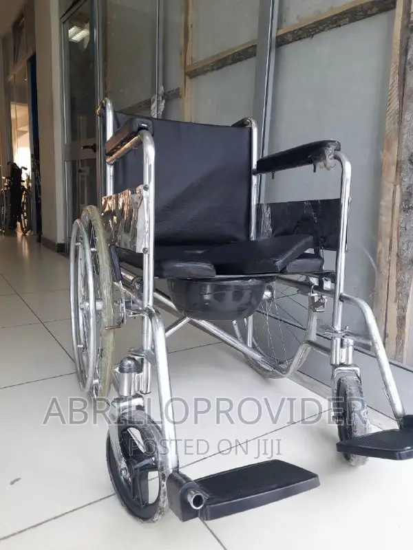Mobile Shower Chair Toilet Commode Wheelchair With Handbrake