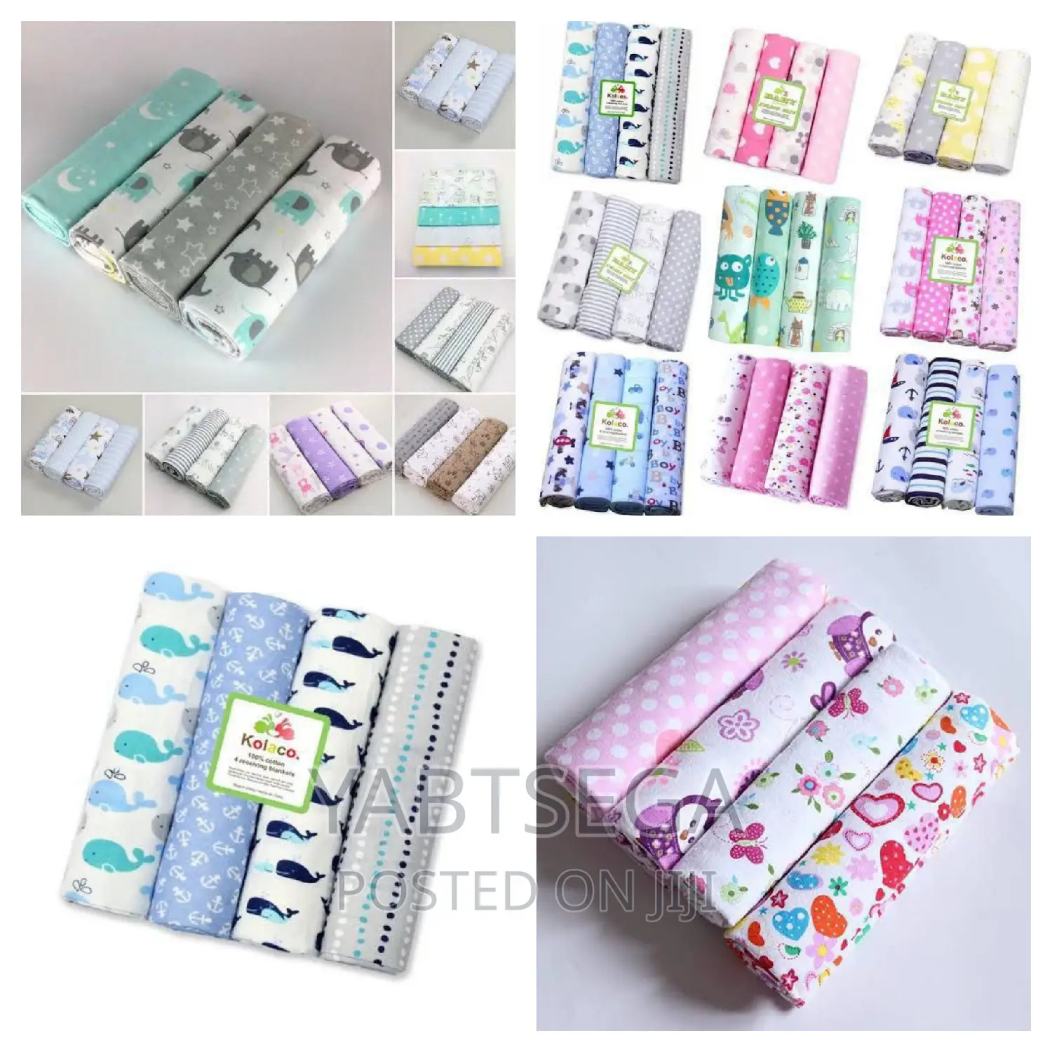 4pcs Cotton Flannel Receiving Baby Blankets