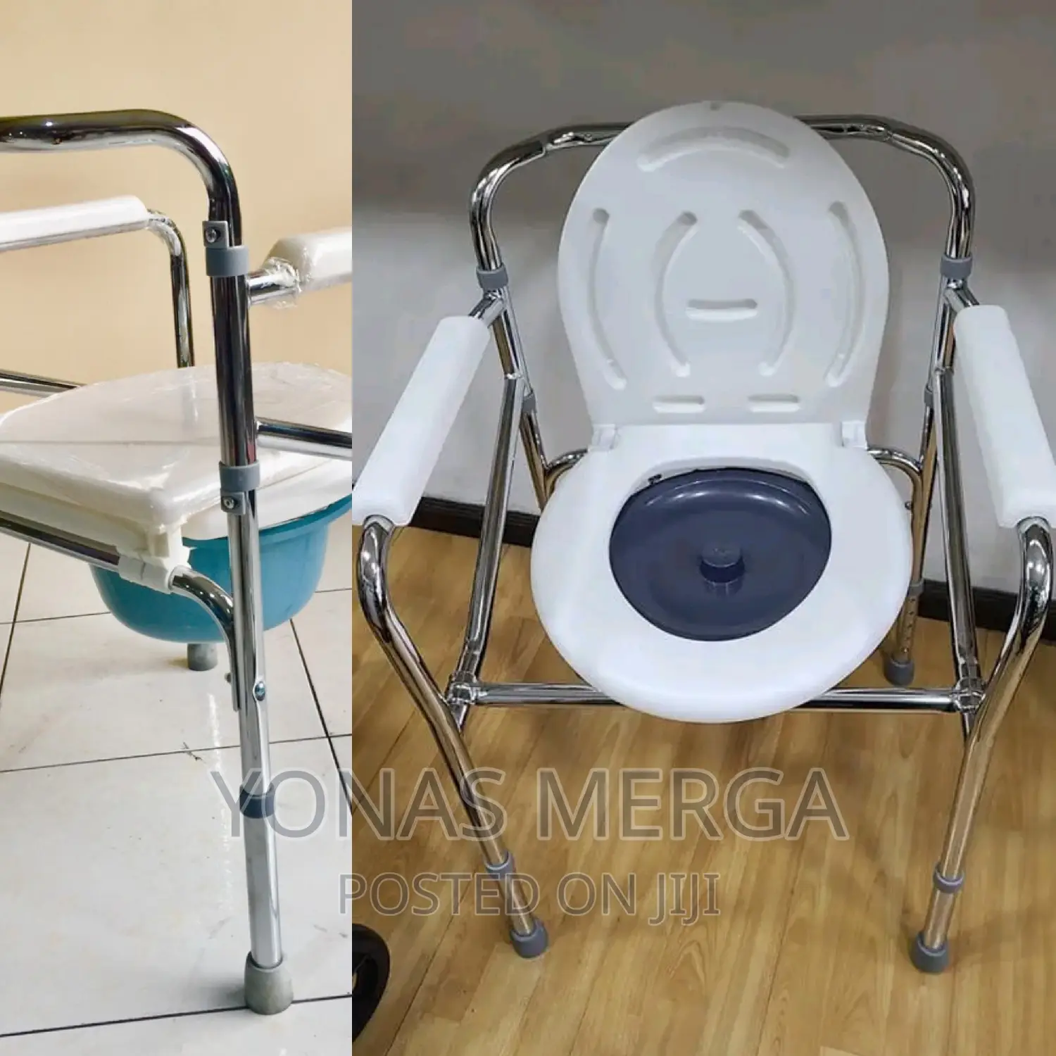 Toilet Chair Wide Seat and Adjustable, Foldable Shower Chair