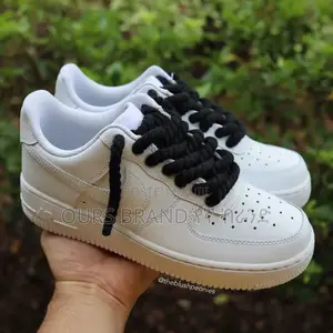 Nike Air Force 1 Low With Black Rope Laces White Shoes