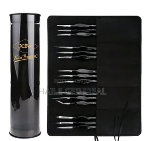 15pcs Nylon Paint Brush Set, Plastic Barrel With Cloth Bag