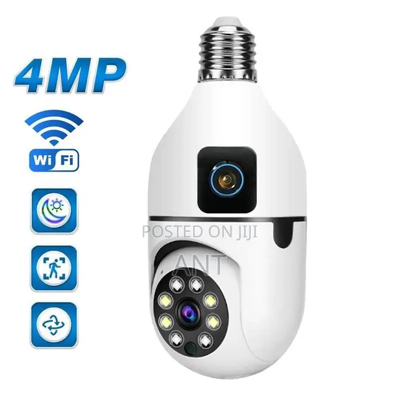 Bulb Camera Dual Lense Full Night Vision Motion Detection