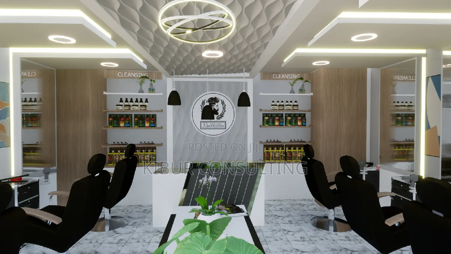 Men Barbershop Interior Design Finishing