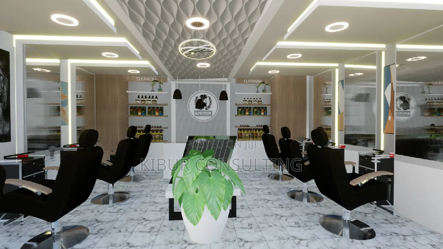 Men Barbershop Interior Design Finishing