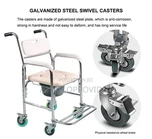 Commode Chair,Folding Commode Chair for Toilet W/Wheels