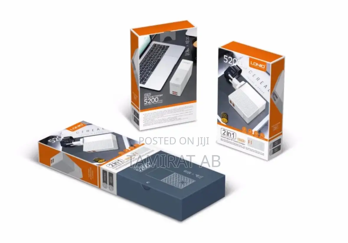 LDNIO 2in1 5200mah Power Bank + Dual USB Travel Wall Charger