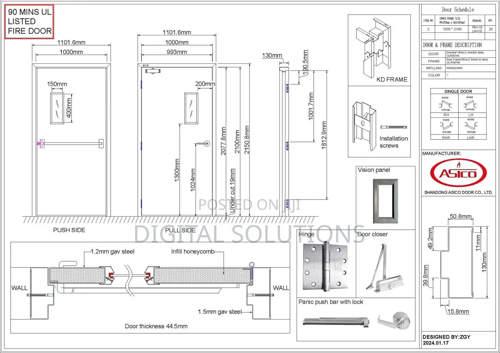 Fire Rated Doors Fire Door Ul and Bs Certified 60 90 120 Min