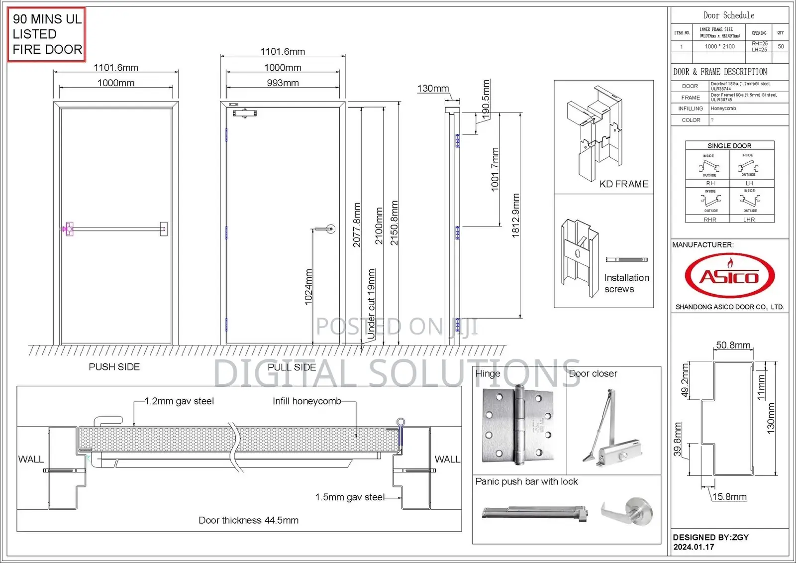 Fire Rated Doors Fire Door Ul and Bs Certified 60 90 120 Min