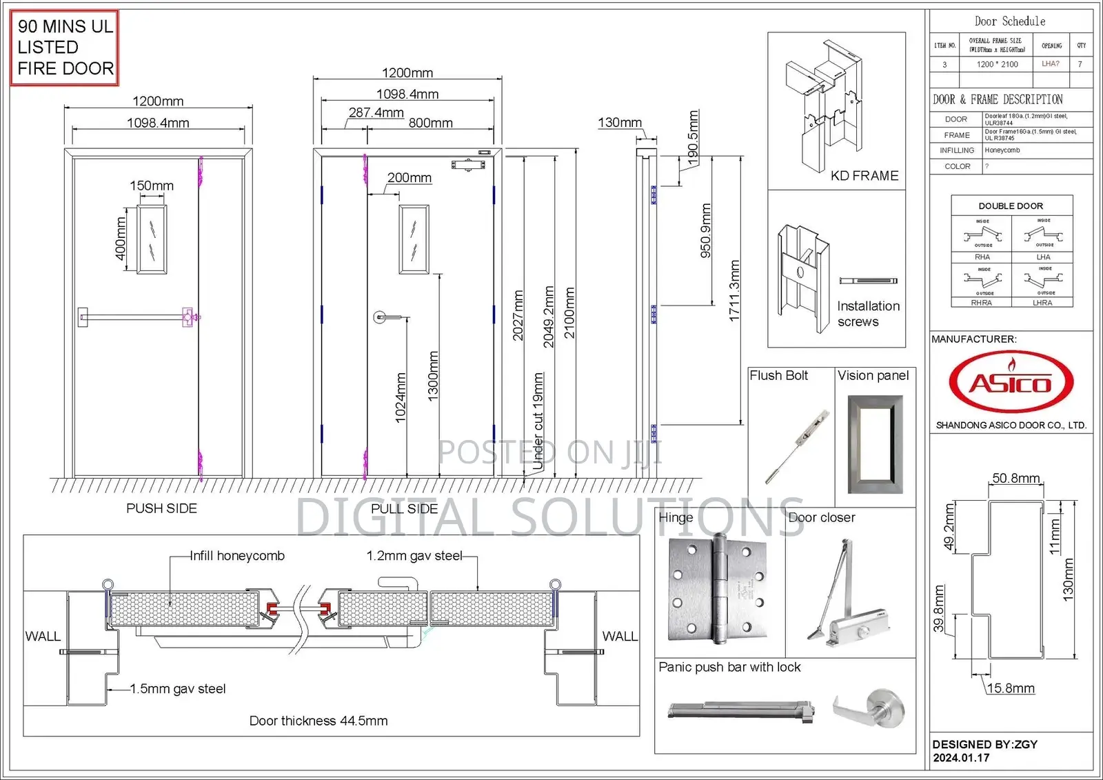 Fire Rated Doors Fire Door Ul and Bs Certified 60 90 120 Min