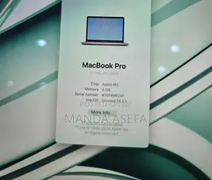 New Laptop Apple MacBook Pro 8GB Apple M2 SSD 256GB