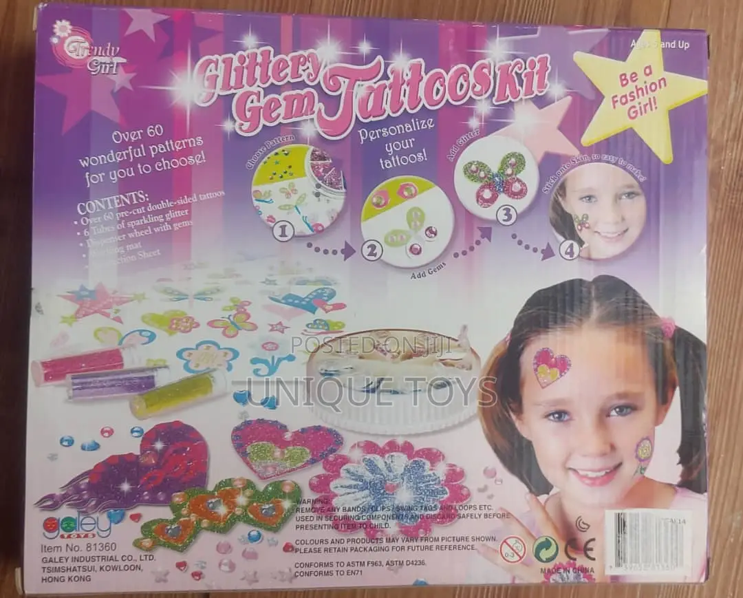 Trendy Girl Glittery Gem Tattoos Kit
