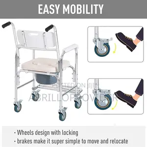 Portable Commode Wheelchair Bedside Toilet Shower Chair