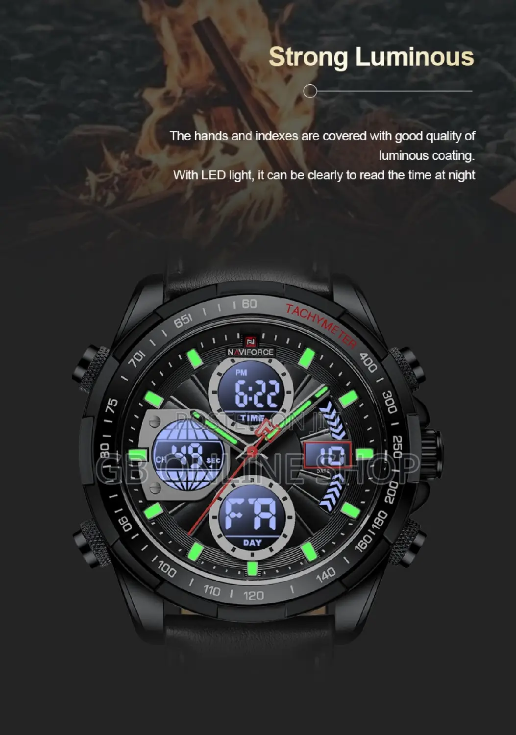 Naviforce 9197 Electron Men Leather Watch - Black