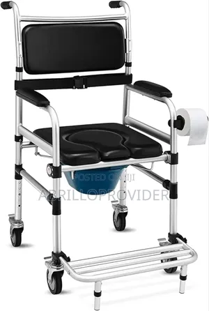 Hand Push Toilet Chair With Wheels, Mobile Toilet Shower