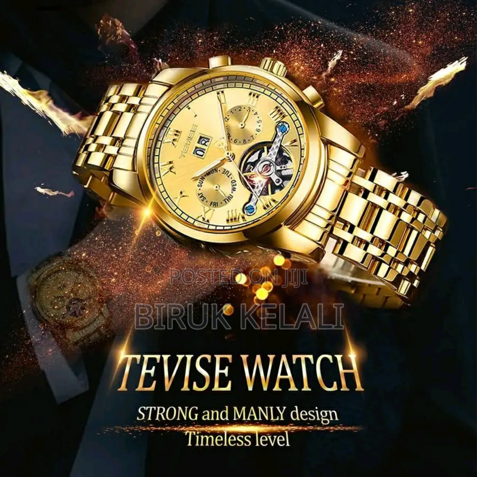 Tevise Full Golden Luxury Watch