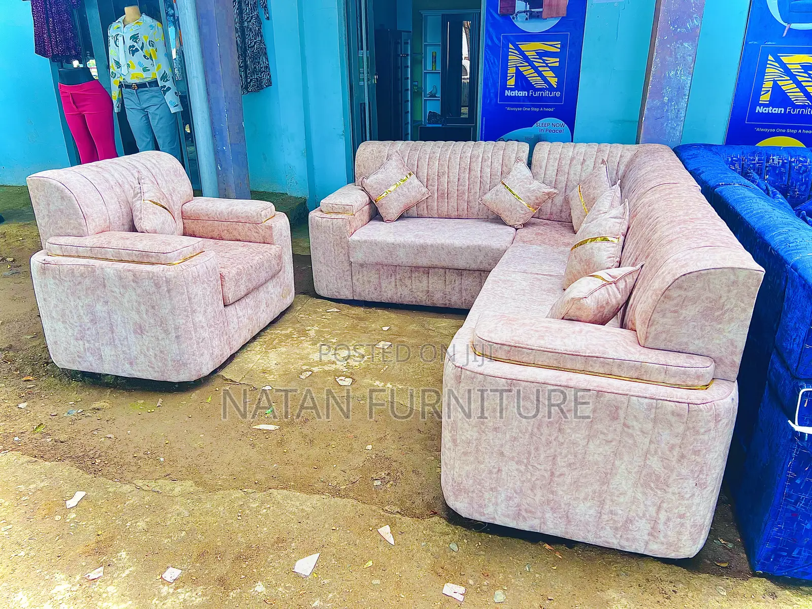 ሶፋ(l-Shape)Made of ማለዳ Hd#1 Sponge Qlty Wood Materal 7 Set