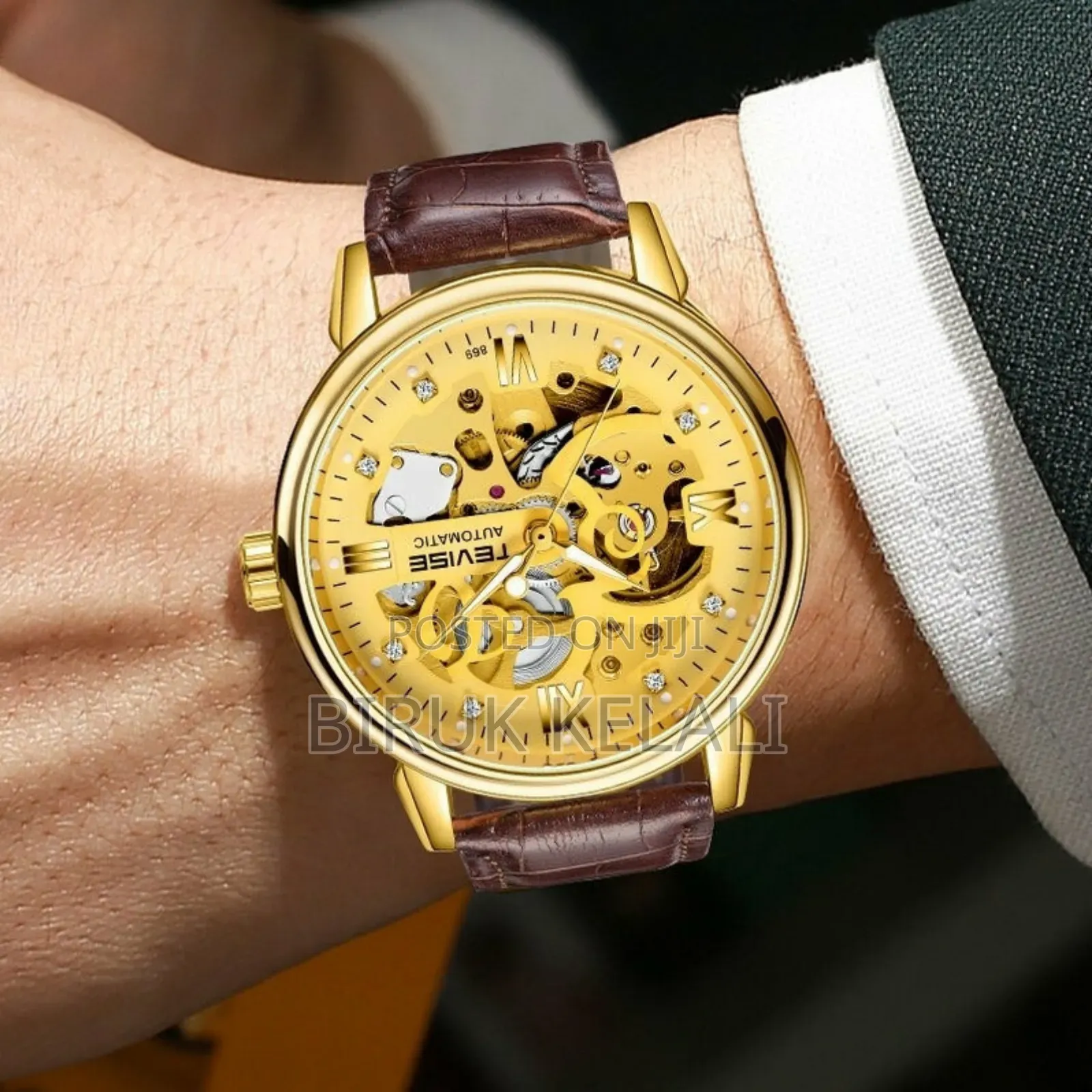 TEVISE Men Watches Automatic Mechanical Skeleten WATCH