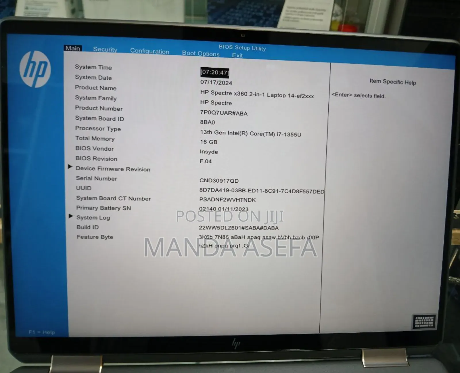 New Laptop HP Spectre 16GB Intel Core I7 SSD 1T