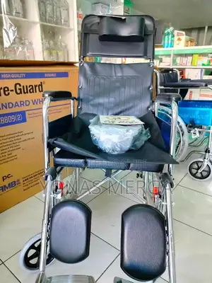 Wheelchair Blue Heavy-Duty Iron Foldable Portable Wheelchair