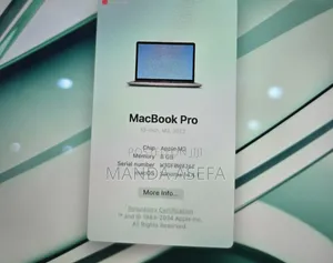 New Laptop Apple MacBook Pro 8GB Apple M2 SSD 256GB
