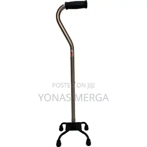 Cane Large Base Chrome - Walking Atick/ከዘራ/Rubber,Aluminum