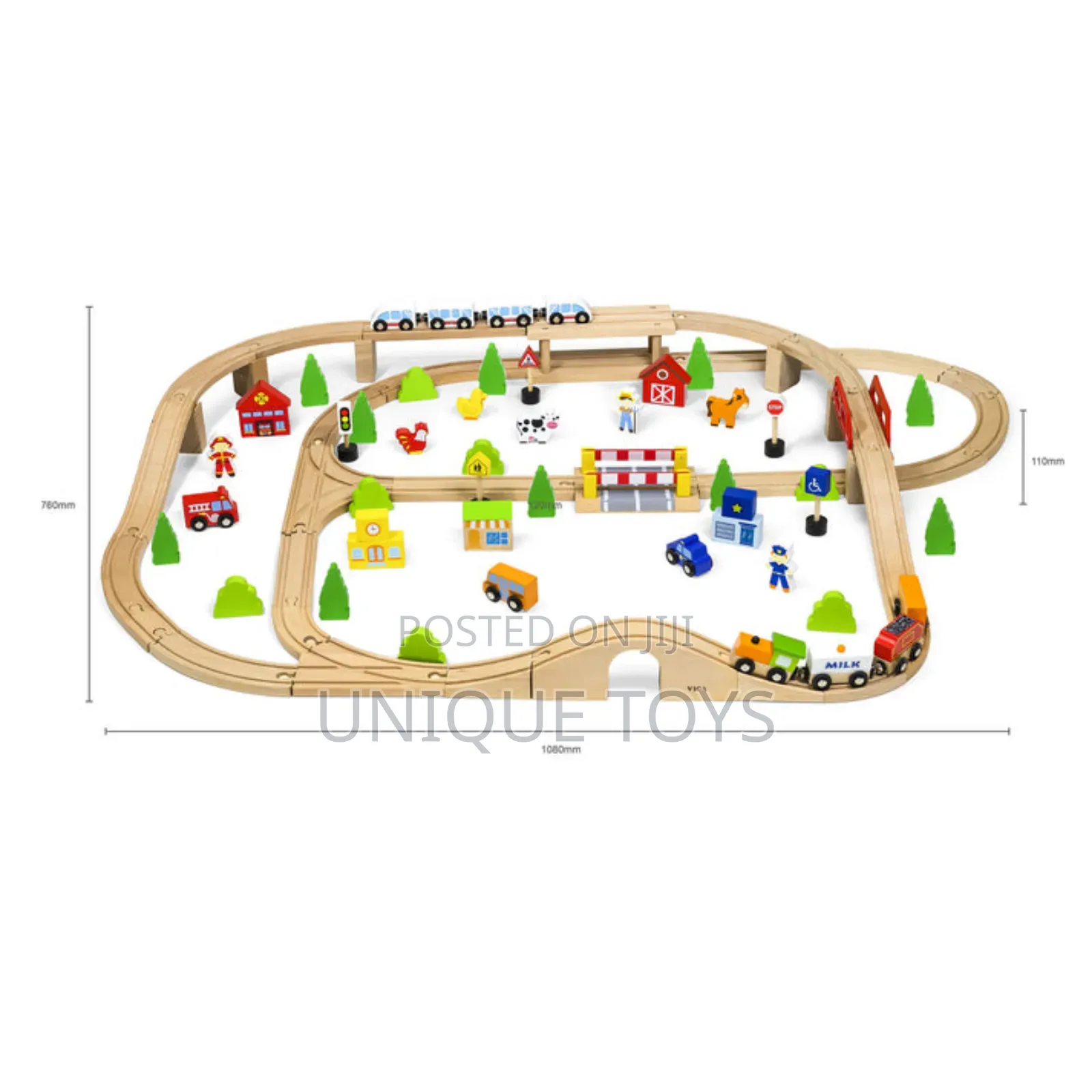 Beautiful Wooden Train and City Set, 90 PC
