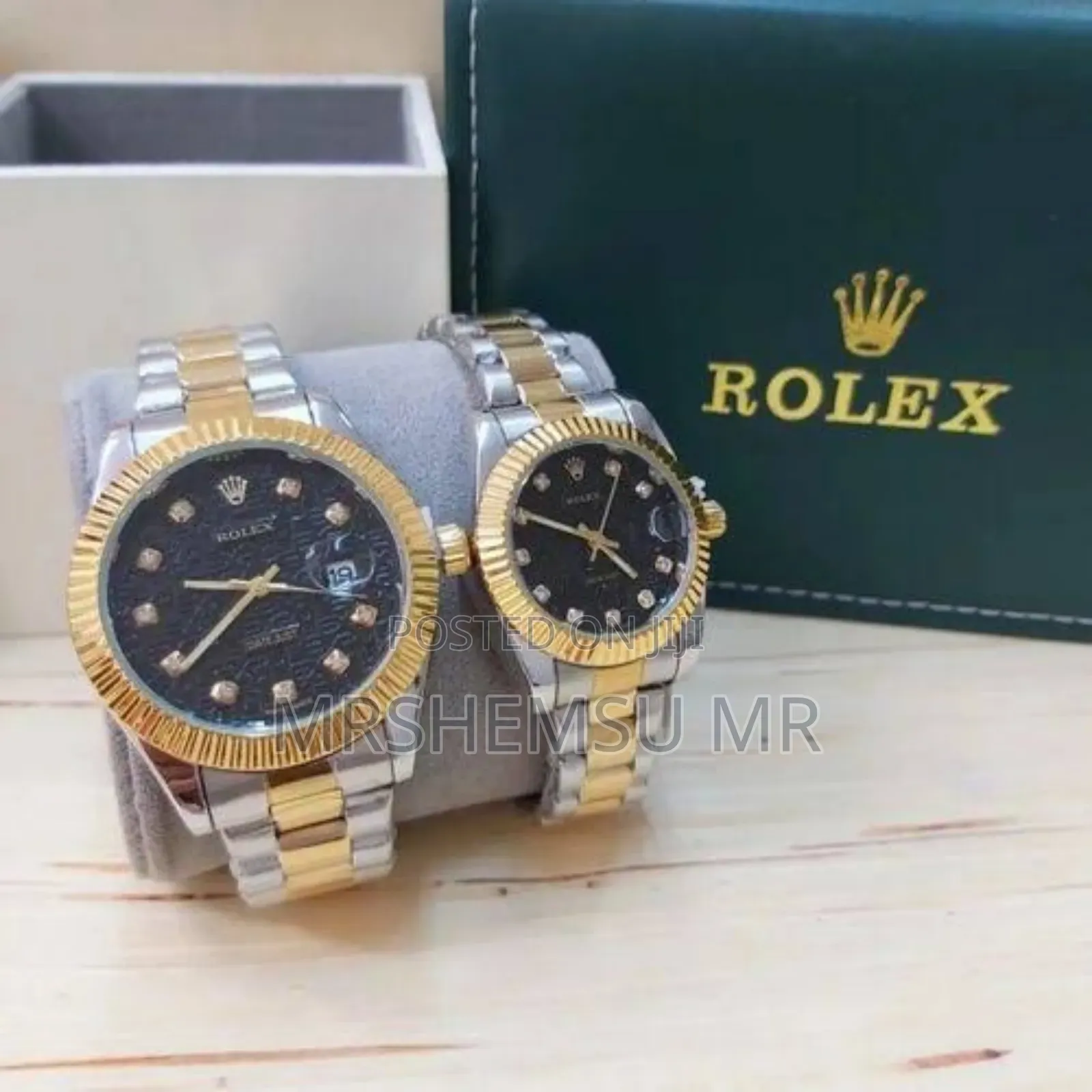 Golden Stainless Steel Rolex Watch for Couple