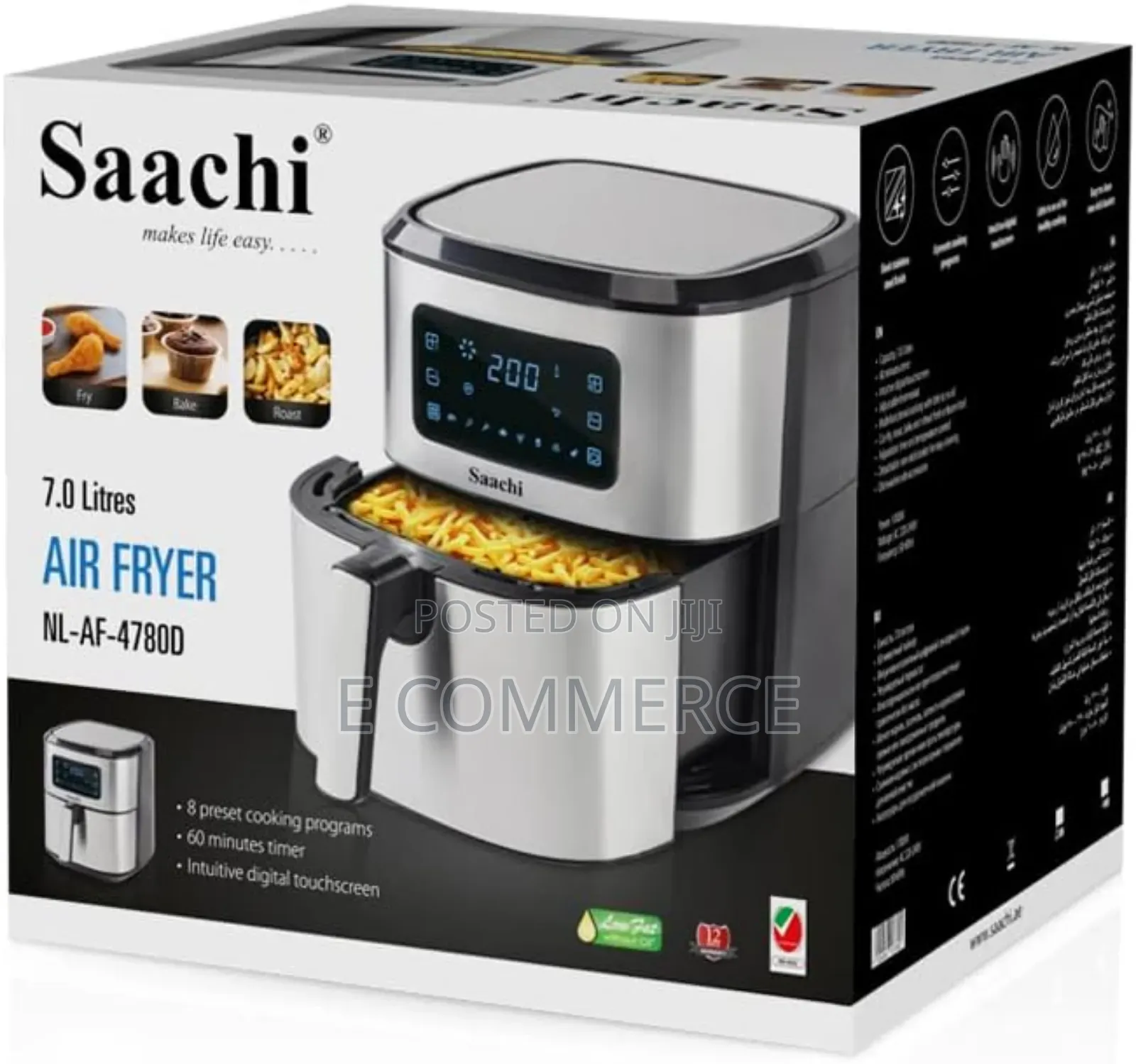 Saachi 7L Air Fryer With 60 Mins Timer Digital Display