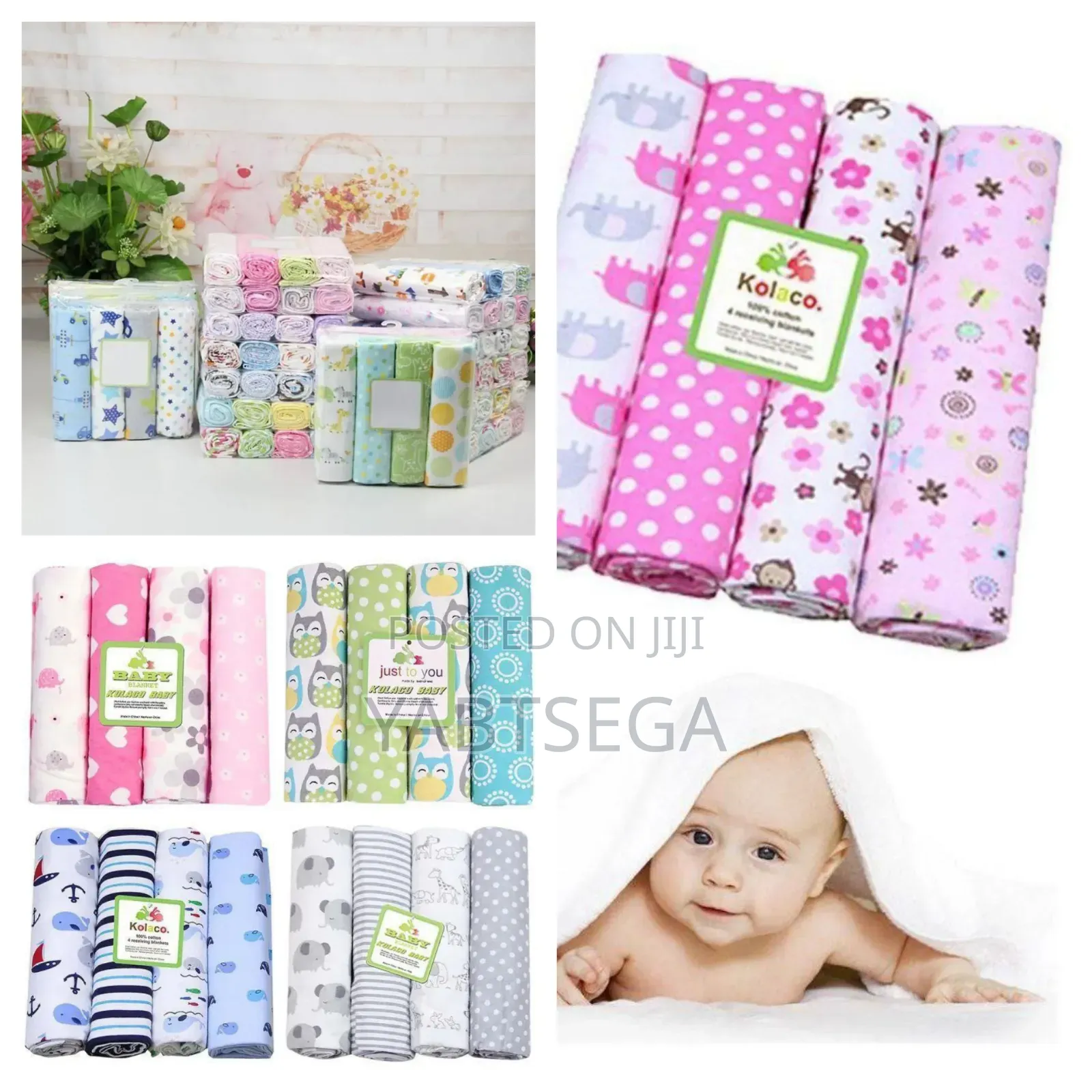 Flannel Receiving Blankets 4pcs