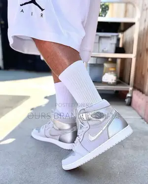 Nike Air Jordan 1 Retro OG Tokyo Silver White Mid Boots Sho