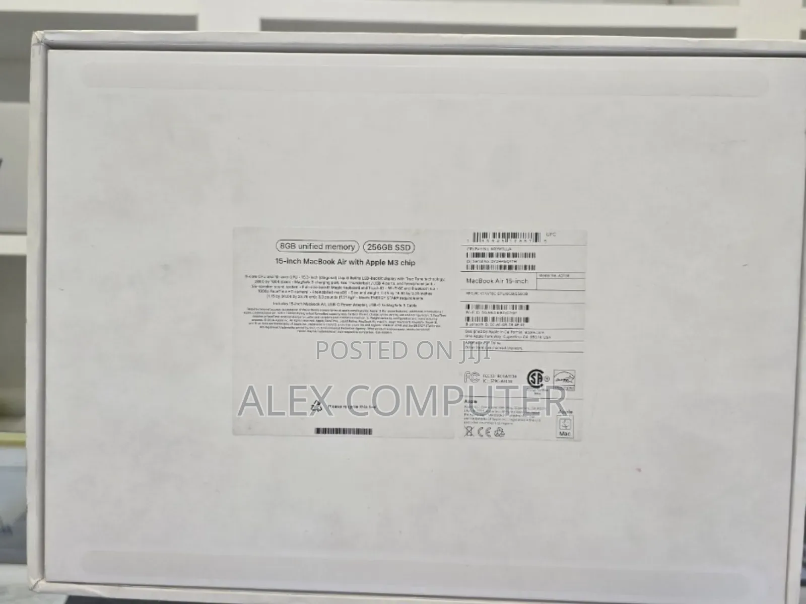 New Laptop Apple MacBook Air 2024 M3 15-Inch 8GB Apple M3 SSD 256GB