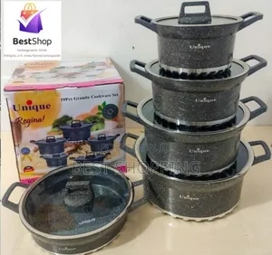 Unique 5 In 1 Granite Casserole Cookware Set ግራናይት ድስት