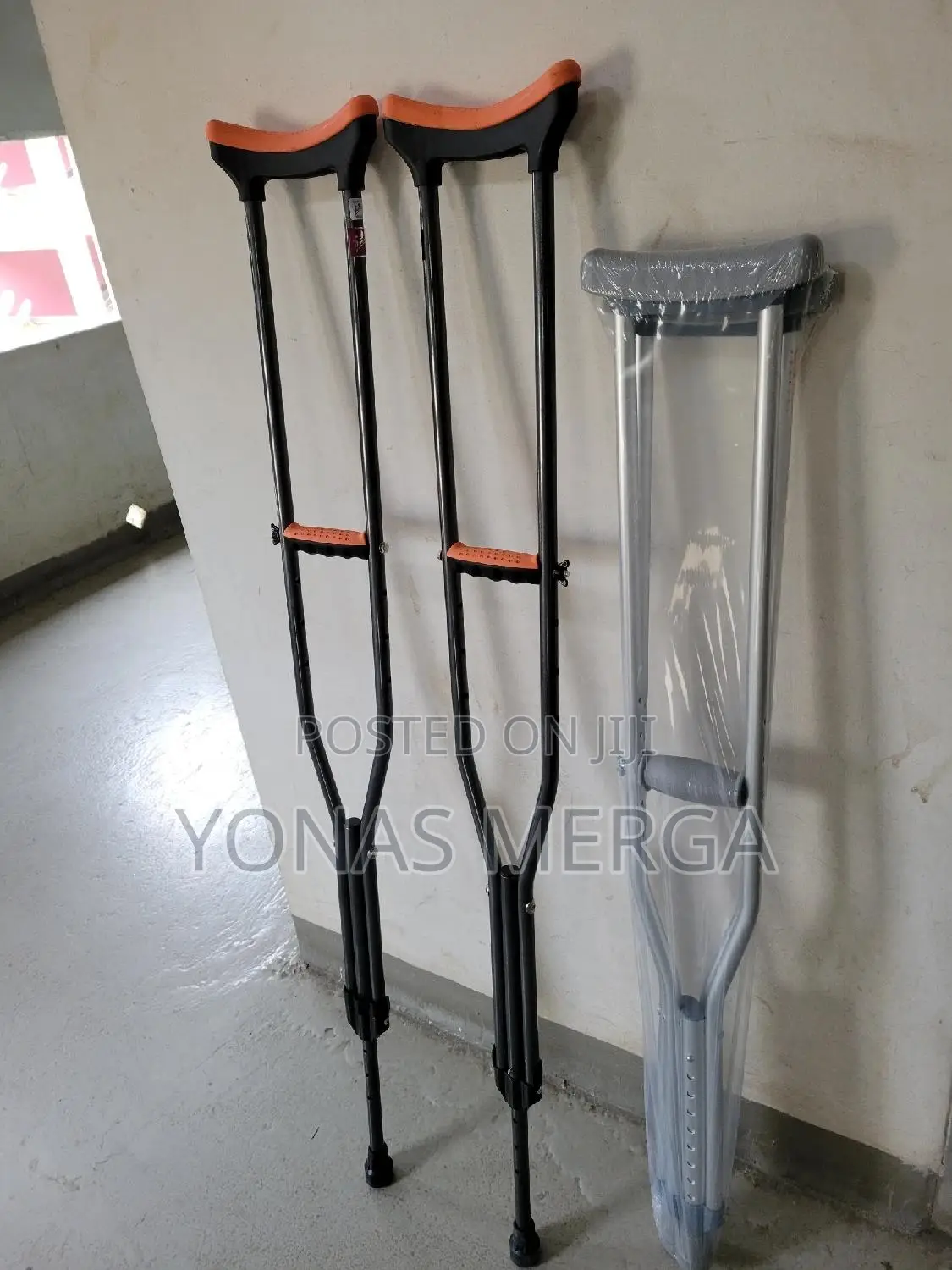 Height Adjustable 2pc Underarm Crutch Axillary Walking Stick