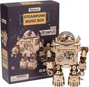 Rokr 3D Wooden Music Box DIY Mechanical Craft Robot, 221 PCS