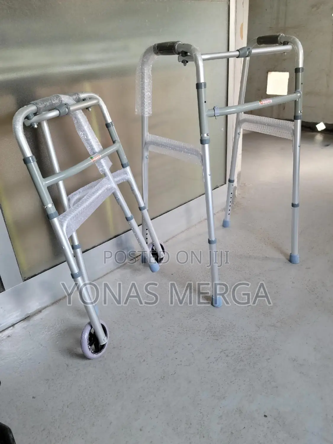 Walker Medacure Adult 2button Folding Walker With 5"" Wheels