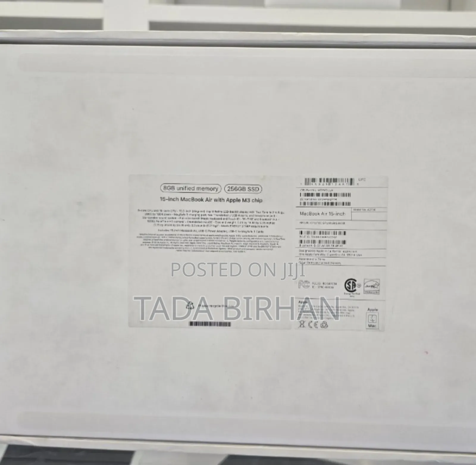 New Laptop Apple MacBook Air 2024 M3 13-Inch 8GB Apple M3 SSD 256GB
