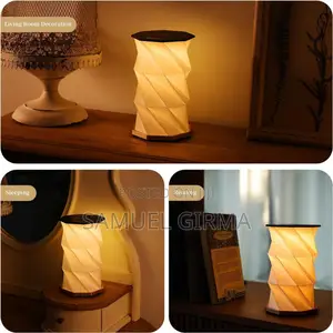 Natural Wood Twist Hexagon Led Desk Lamp