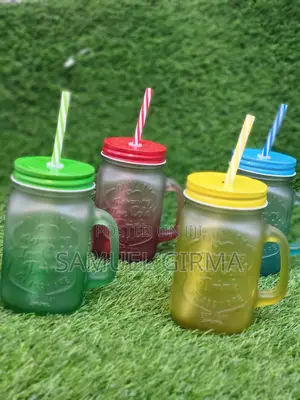 Fashionable Vintage Mason Glass Drinking Jar With Straw