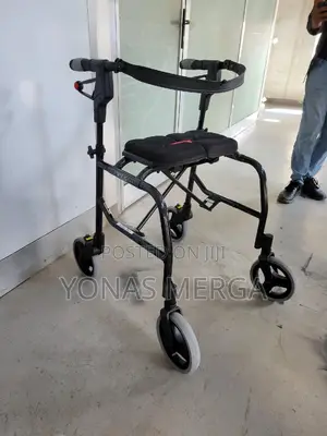 Rollator Walker With Seat,Champagne(Black)Cross-Brace Design