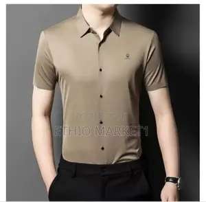 Silky Short-Sleeved Shirt Men's Clothes