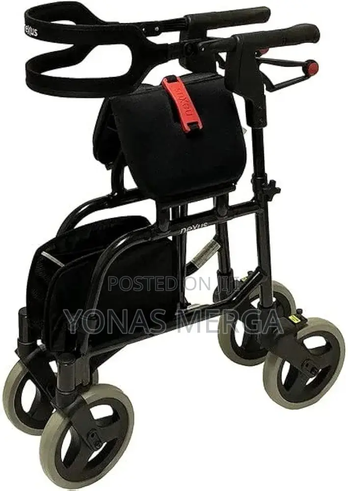 Side-Folding Walker Rollator With Seat, Blueberry