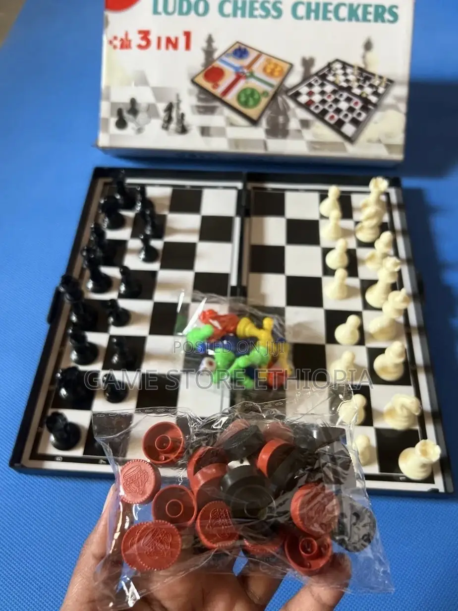 ሉዶ + ቼስ + ዳማ Ludo 3-in-1 Ludo, Checkers, and Chess,