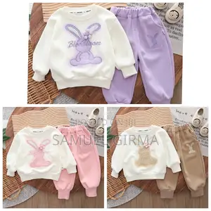 Cartoon Rabbit Cotton Top and Pant Set