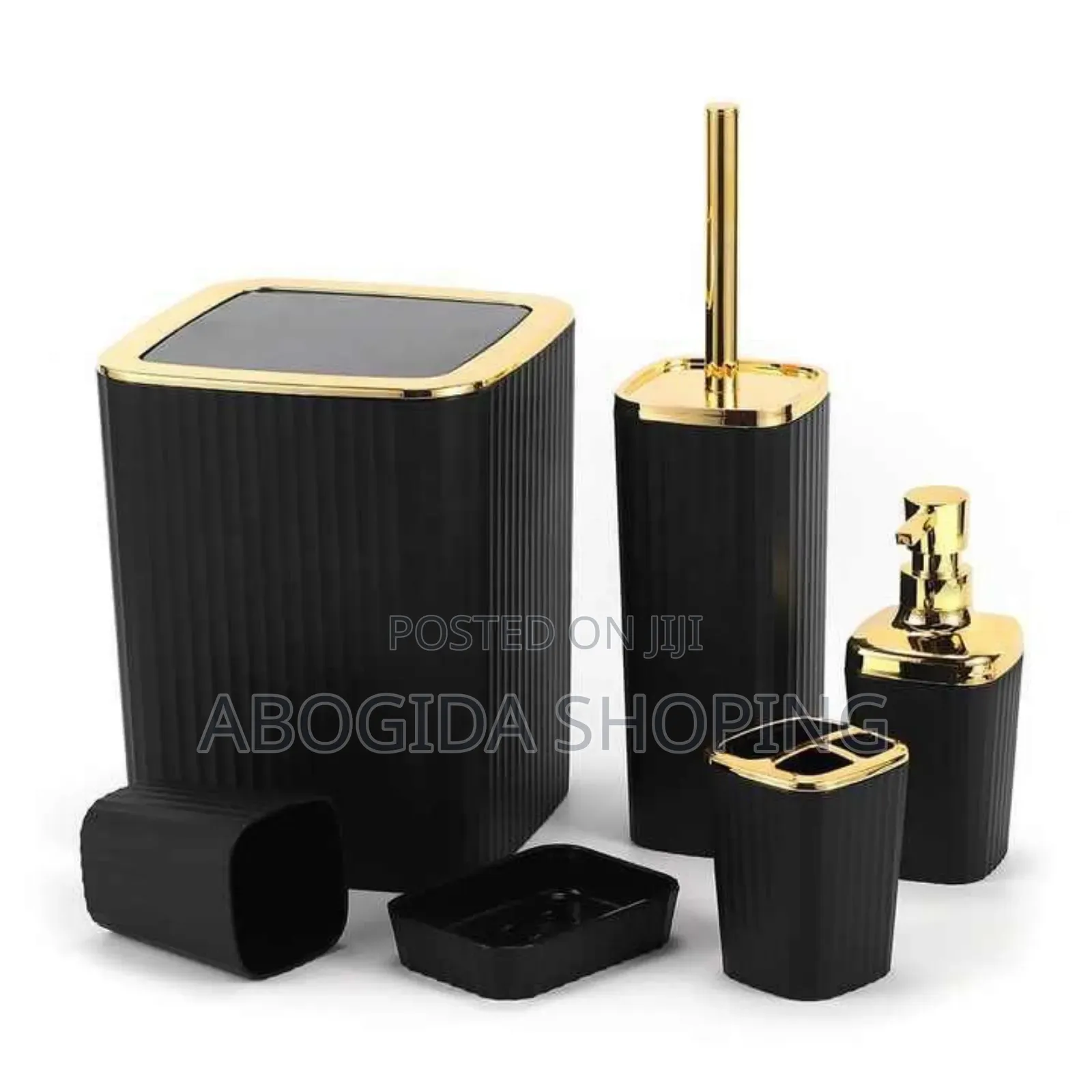 Complete 6-Piece Bathroom Set With Trash Bin
