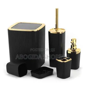 Complete 6-Piece Bathroom Set With Trash Bin
