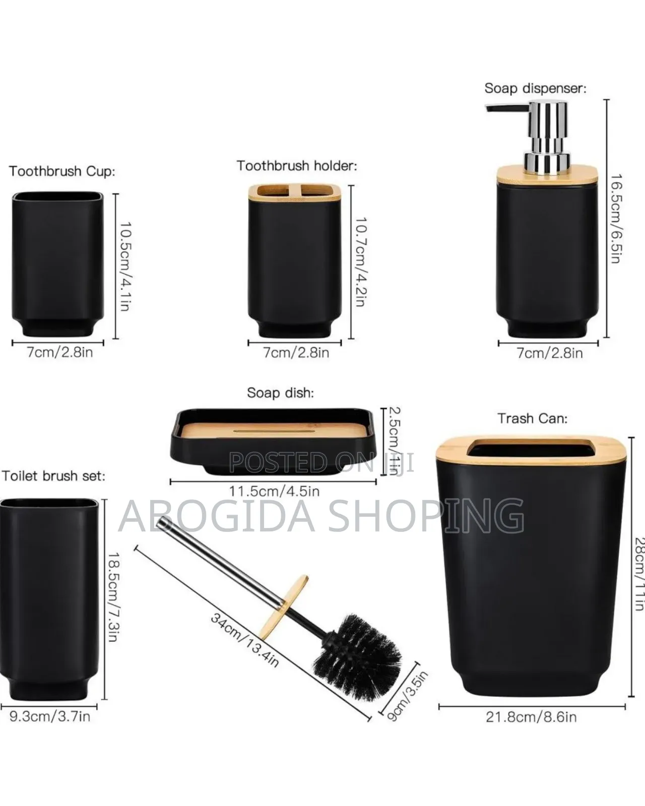 6-Piece Elegant Black Bathroom Accessory Set