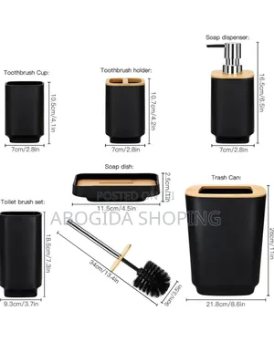 6-Piece Elegant Black Bathroom Accessory Set