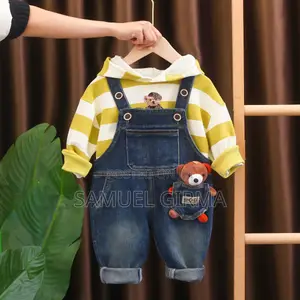 Stripped Hoodie With Jeans Overall